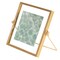 Fabulaxe Modern Metal Floating Tabletop Square Photo Picture Frame w/Glass Cover and Easel Stand, Gold 4 x 4 QI004066.GD.S - alternate 1